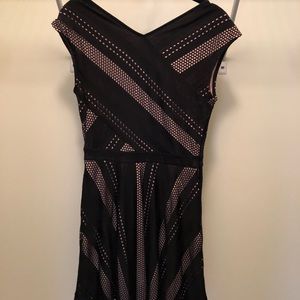 BCBG black cocktail dress with mesh detail